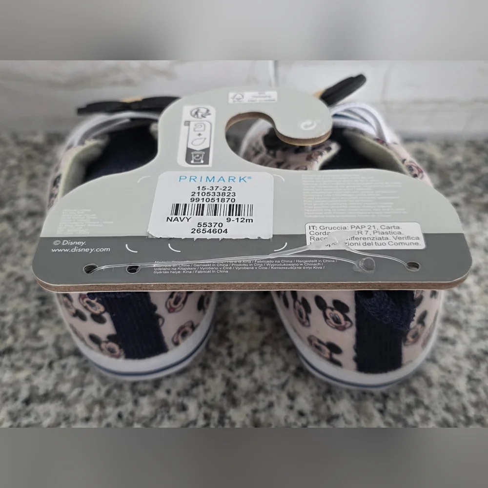 NWT Primark Disney Baby Mickey Mouse Head Print Shoes 9-12 Months